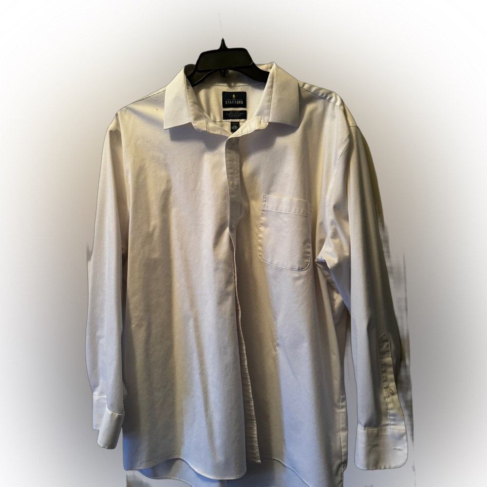 Stafford dress shirt white button up 18- 18 1/2 Xxl